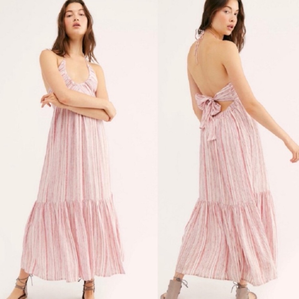 NWT Free People | Audrey Striped Halter Maxi Dress - Picture 1 of 8